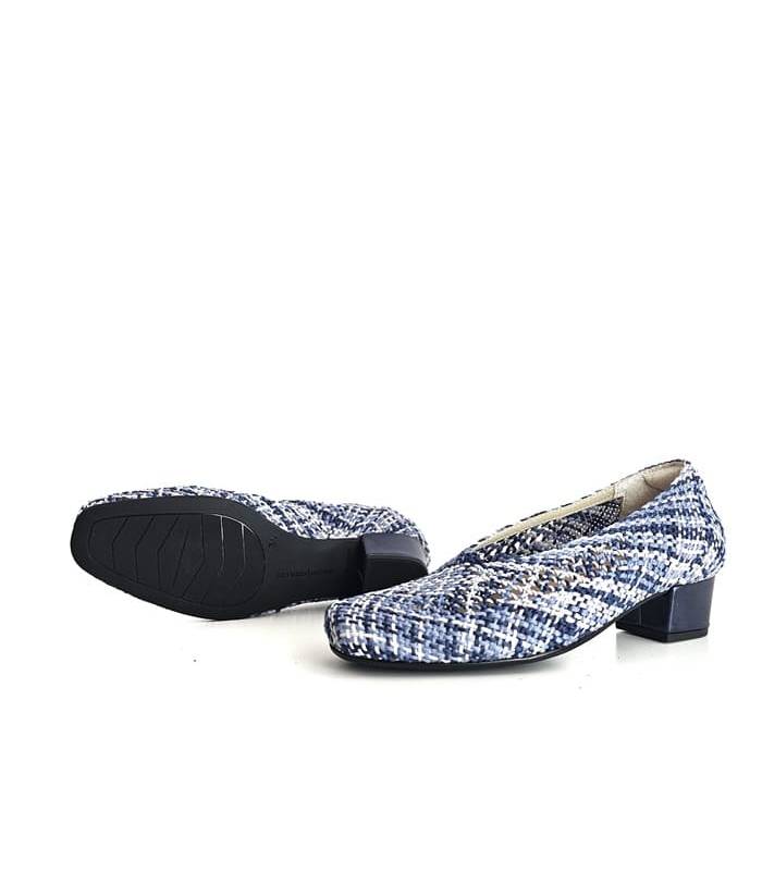 zapatos salón mujer cómodos azul, pso de goma antideslizante