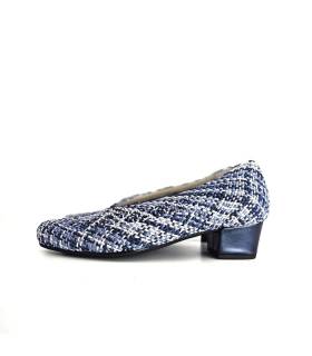 zapatos salón mujer cómodos azul, vista lateral
