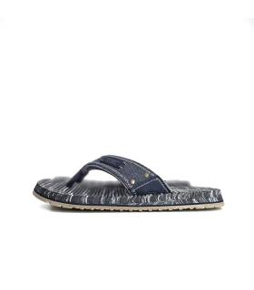 vista lateral sandalias hombre suela flexible Skechers azules