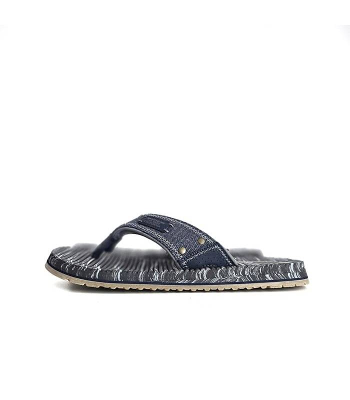 vista lateral sandalias hombre suela flexible Skechers azules