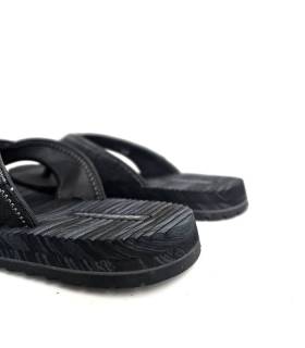 sandalias negras dedo hombre Skechers suela flexible, vista trasera