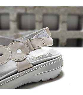 sandalias mujer velcro talón Suave blanco plata