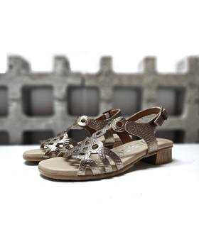 sandalias doradas cómodas mujer piel