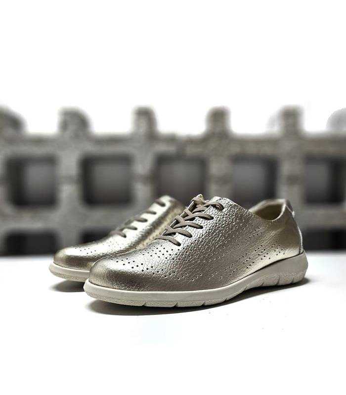 zapatos cómodos dorados mujer frontal