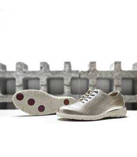 zapatos piel dorados mujer suela