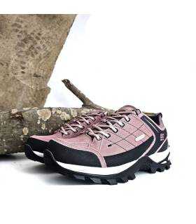 Zapatillas de senderismo impermeables Élémenterre Sonora mujer color rosa vista frontal trekking