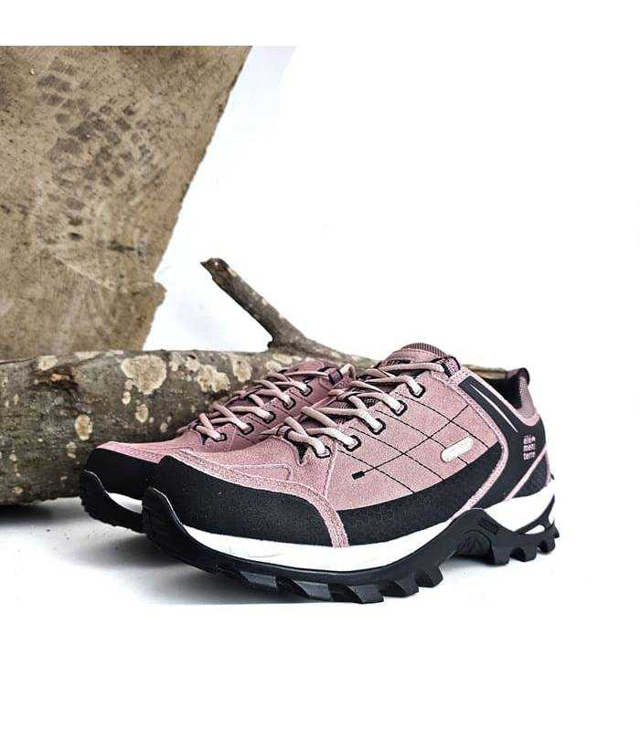 Zapatillas de senderismo impermeables Élémenterre Sonora mujer color rosa vista frontal trekking
