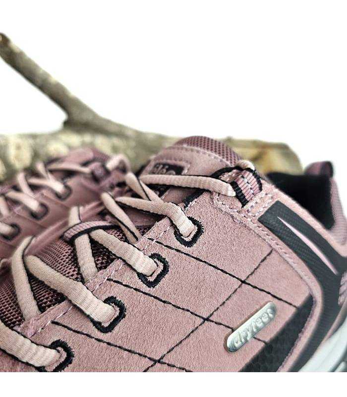 Detalle cordones y tejido zapatillas trekking mujer Élémenterre Sonora impermeables Dryfeet