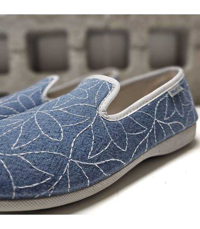 detalle zapatillas casa verano azules Garrido Muro
