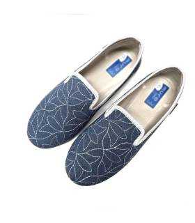vista superior zapatillas casa ligeras mujer azul