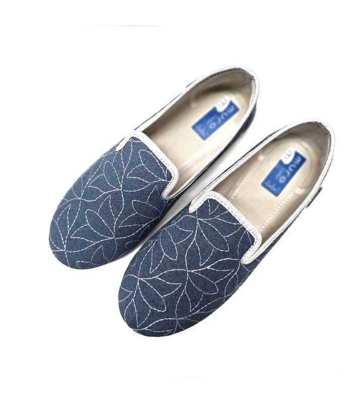 vista superior zapatillas casa ligeras mujer azul
