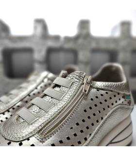 detalle cremallera lateral zapatos verano mujer piel transpirables