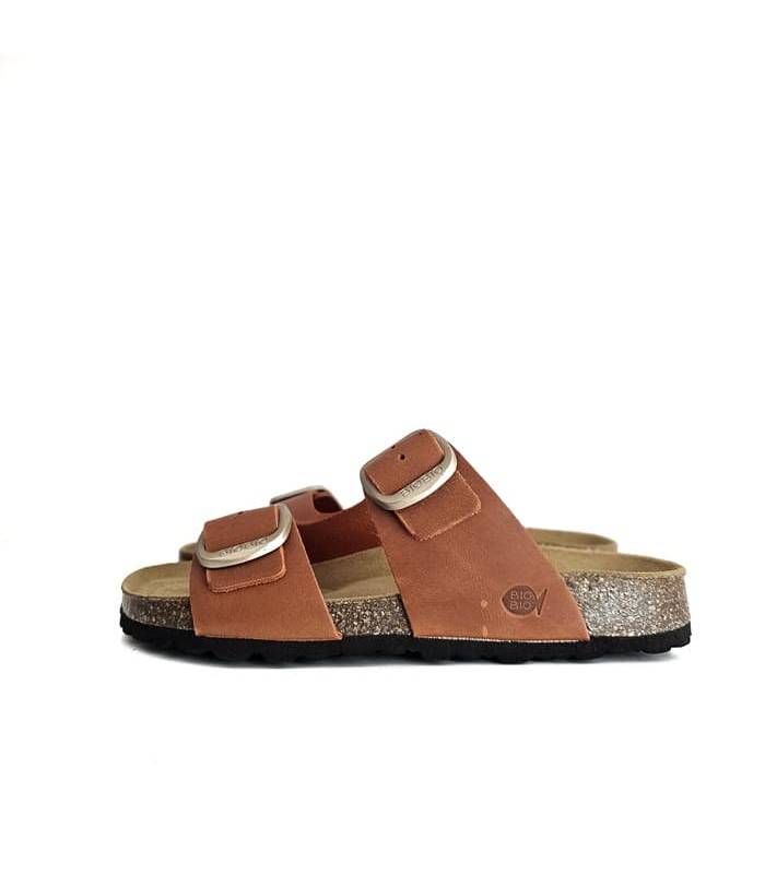 perfil sandalias doble hebilla mujer