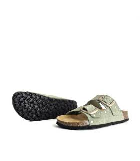 suela goma sandalias bio verde mujer