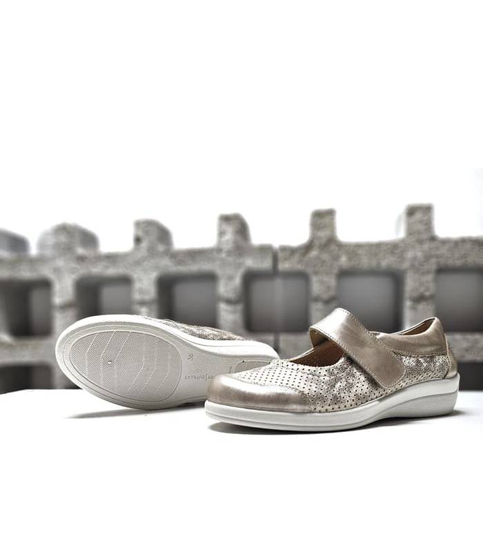 zapatos merceditas cómodas beige dorado ancho especial Doctor Cutillas