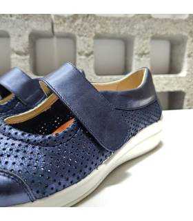 lateral merceditas anchas mujer azul marino suela ligera