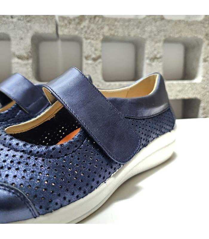 lateral merceditas anchas mujer azul marino suela ligera