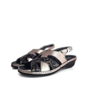 sandalias cómodas mujer piel plomo Suave Leyland
