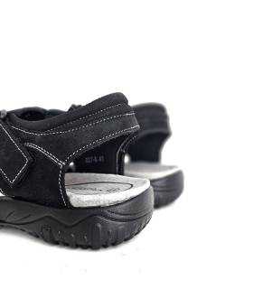 vista trasera sandalias hombre cómodas piel negra Vicmart