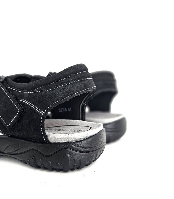 vista trasera sandalias hombre cómodas piel negra Vicmart