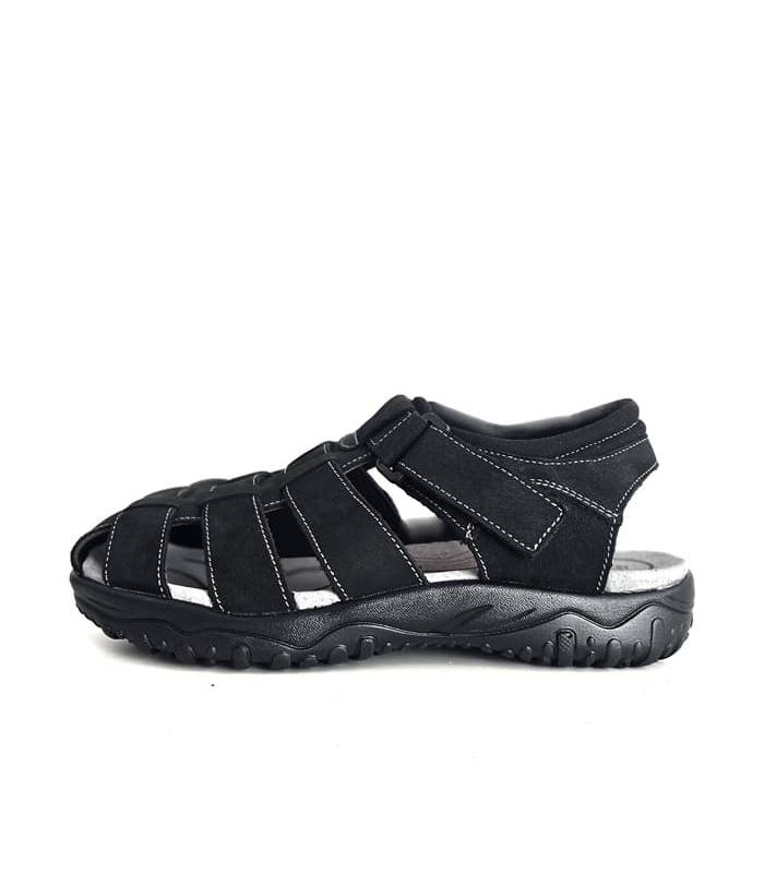 sandalias tipo pescador hombre negras cómodas fabricación España, perfil