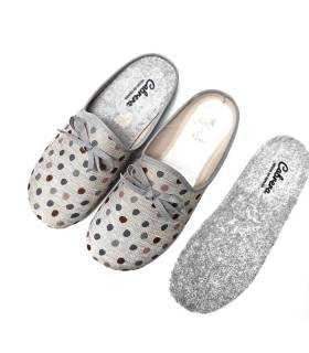 zapatillas casa mujer plantilla extraíble lunares grises