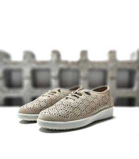 deportivos mujer ligeros verano Vicmart beige troquelados