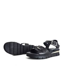 sandalias cuña negra cómoda