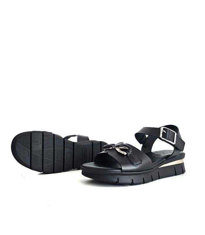 sandalias cuña negra cómoda