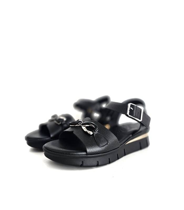 sandalias negras piel mujer Valerias