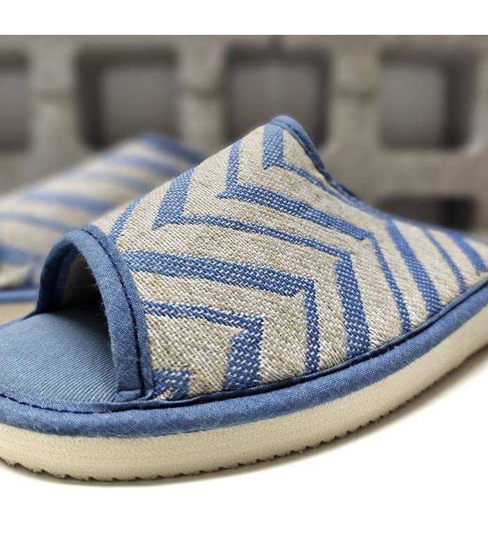 Zapatillas frescas mujer tejido geométrico azul