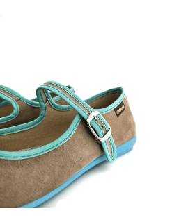 merceditas hebilla camel turquesa