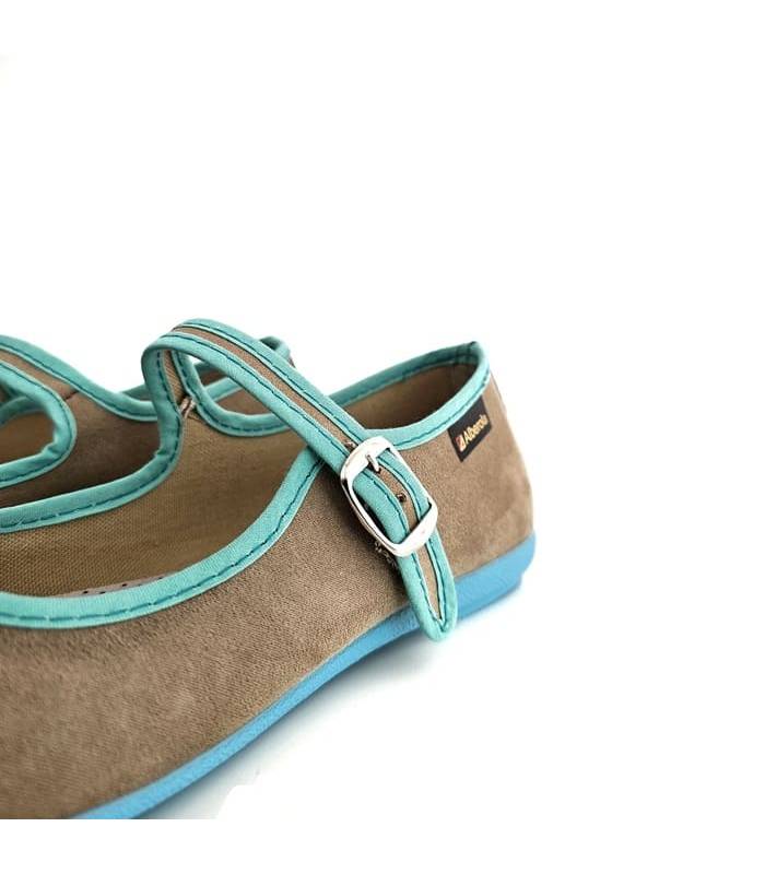 merceditas hebilla camel turquesa