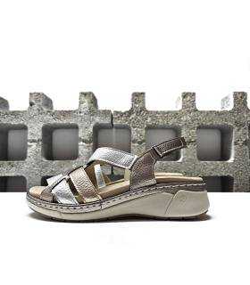 sandalias cómodas mujer piel plata Suave by Leyland