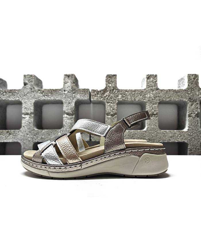 sandalias cómodas mujer piel plata Suave by Leyland