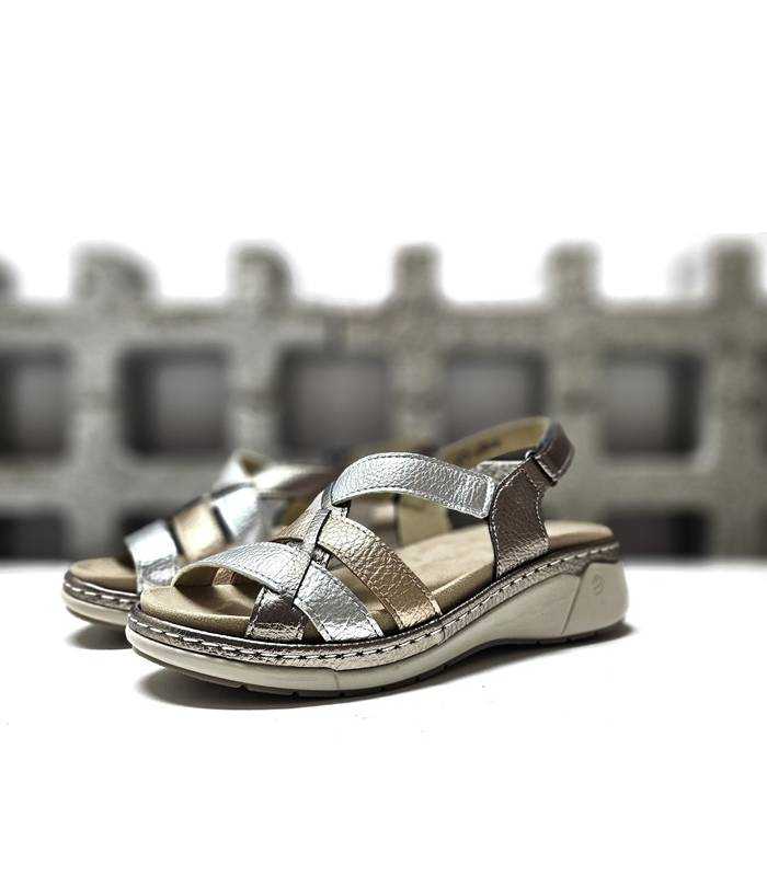 sandalias Suave by Leyland metalizadas plata oro mujer