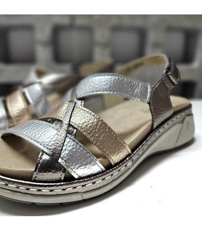 sandalias confort mujer cuña ligera tonos plata
