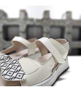 sandalias velcro mujer cómodas blancas