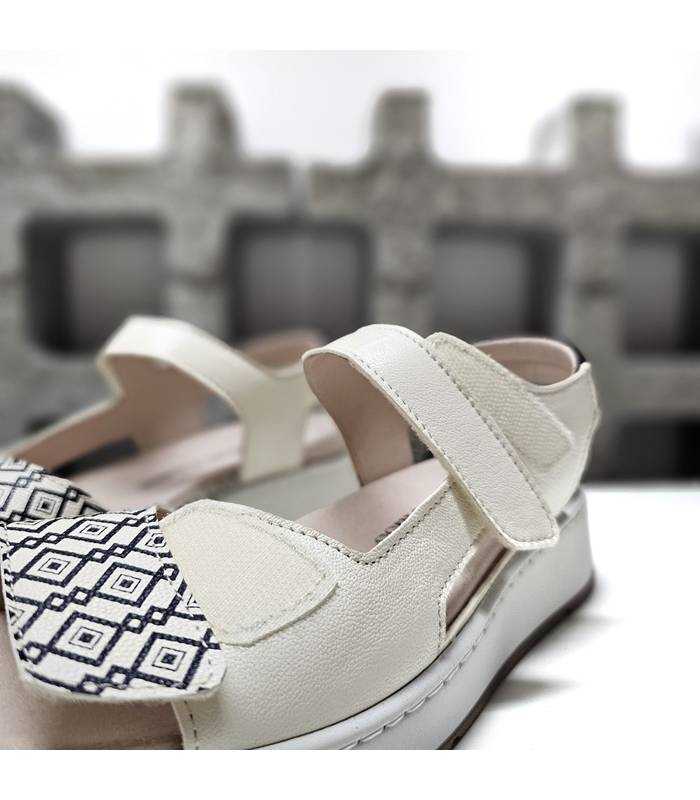 sandalias velcro mujer cómodas blancas