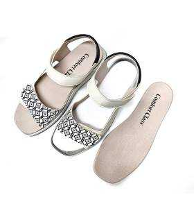 sandalias piel mujer confort blancas