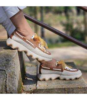 Zapatos Nival mujer verano náuticos piel combinada puestos