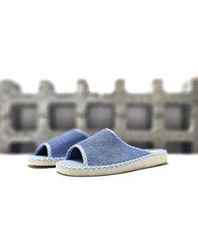 zapatillas casa mujer abiertas rizo azul