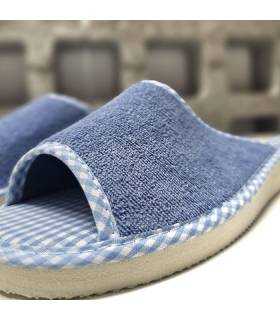 detalle rizo azul zapatillas casa mujer