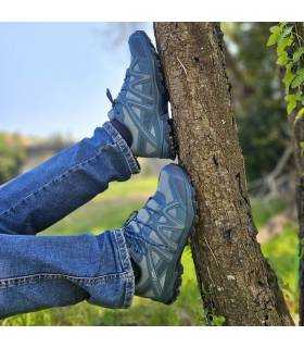 zapatillas senderismo hombre azules impermeables Elementerre Graig puestas
