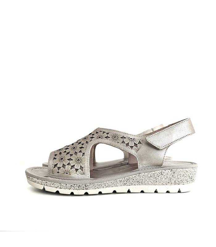 sandalias Doctor Cutillas mujer confort piel plateada