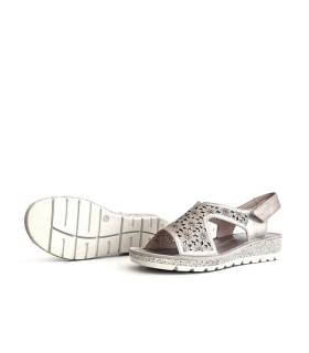 sandalias cuña baja confort mujer plateadas