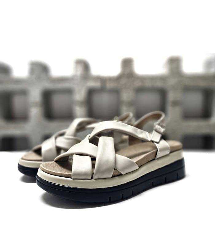 sandalias Doctor Cutillas mujer confort piel tubular beige