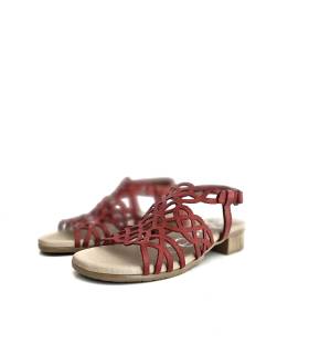 sandalias piel mujer cómodas rojas tacón bajo Leyland