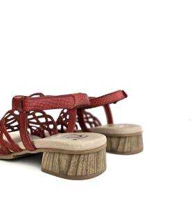 sandalias verano mujer cómodas rojas tacón estable