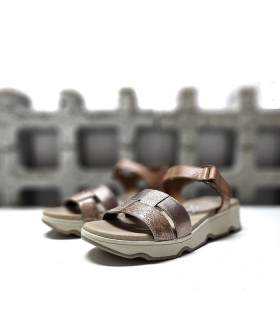 sandalias piel oro rosa cómodas mujer